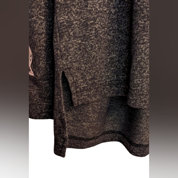 EUC Sleep by Cacique grey/blk marled long sleeve crew neck side slits hi-low - Picture 6 of 11